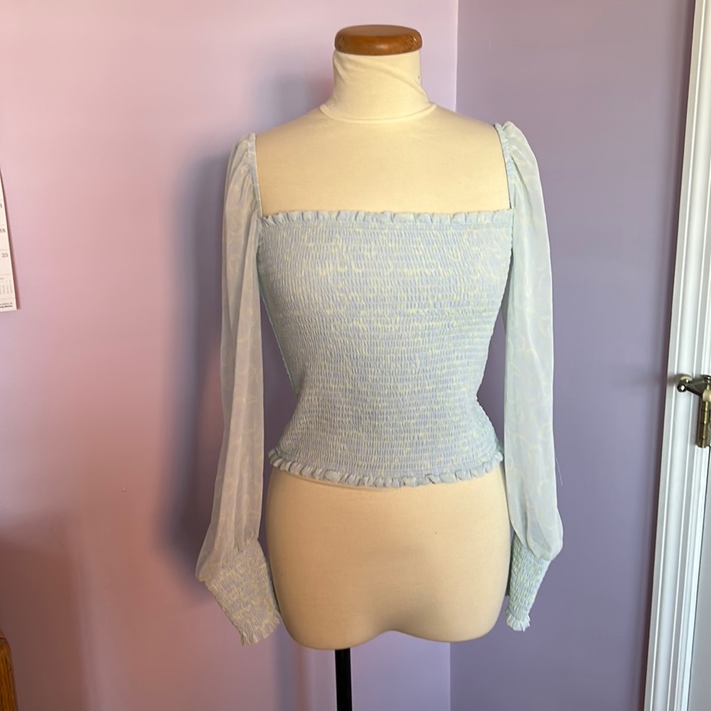 NWT Wilfred baby blue stretch top